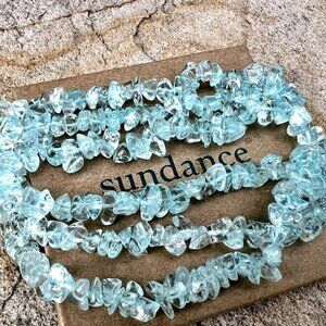 Sundance $188 NEW 35" AQUAMARINE Opera Long Polished Chip Beaded Necklace